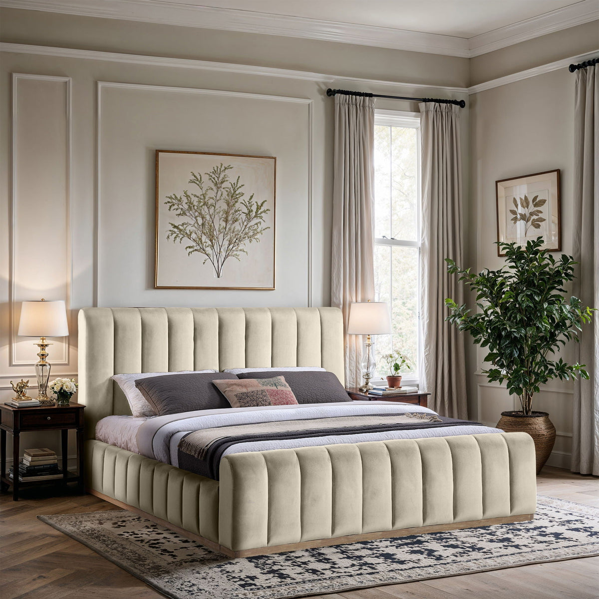 Amara - Velvet Bed - Select Living Furniture - Upholstered Beds - Meridian Furniture - AmaraBlack-Q - Black -Queen - Amara - Velvet Bed -
