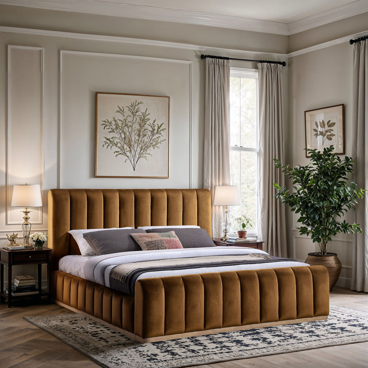 Amara - Velvet Bed - Select Living Furniture - Upholstered Beds - Meridian Furniture - AmaraBlack-Q - Black -Queen - Amara - Velvet Bed -