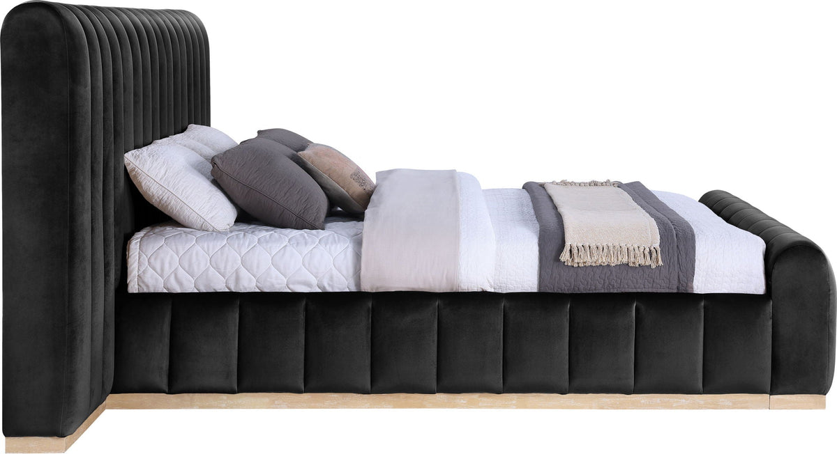 Amara - Velvet Upholstered Bed - Select Living Furniture - Upholstered Beds - Meridian Furniture - AmaraSaddle-Q117 - Light Brown -Queen - Amara - Velvet Upholstered Bed -
