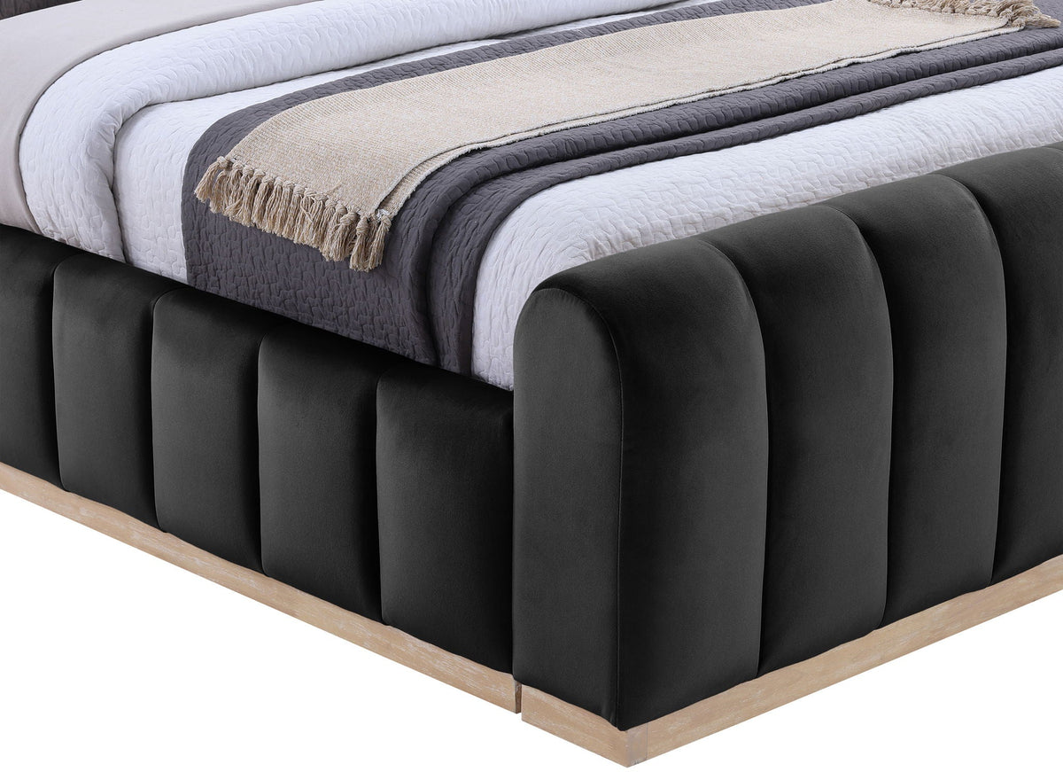 Amara - Velvet Upholstered Bed - Select Living Furniture - Upholstered Beds - Meridian Furniture - AmaraSaddle-Q117 - Light Brown -Queen - Amara - Velvet Upholstered Bed -