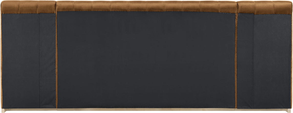Amara - Velvet Upholstered Bed - Select Living Furniture - Upholstered Beds - Meridian Furniture - AmaraSaddle-Q117 - Light Brown -Queen - Amara - Velvet Upholstered Bed -