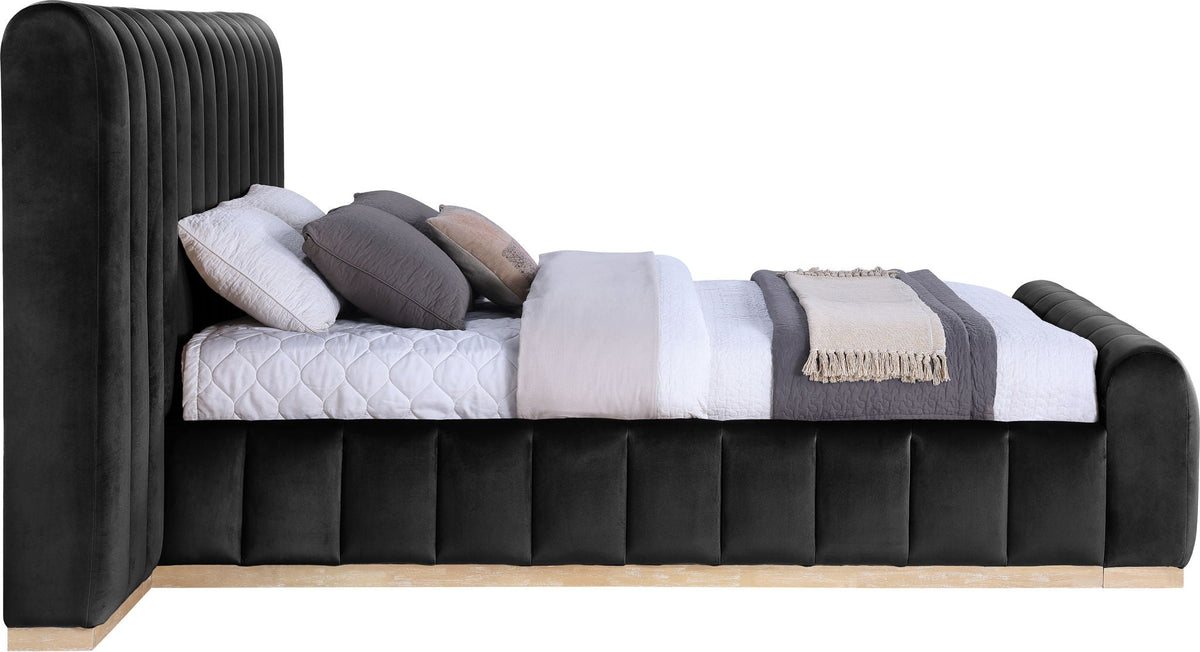 Amara - Velvet Upholstered Bed - Select Living Furniture - Upholstered Beds - Meridian Furniture - AmaraSaddle-Q117 - Light Brown -Queen - Amara - Velvet Upholstered Bed -