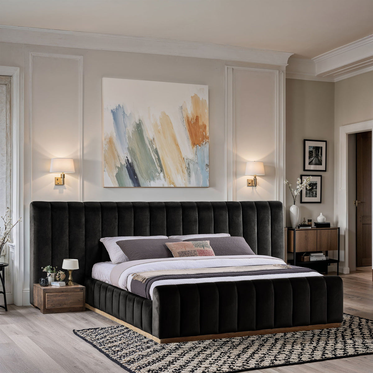 Amara - Velvet Upholstered Bed - Select Living Furniture - Upholstered Beds - Meridian Furniture - AmaraSaddle-Q117 - Light Brown -Queen - Amara - Velvet Upholstered Bed -