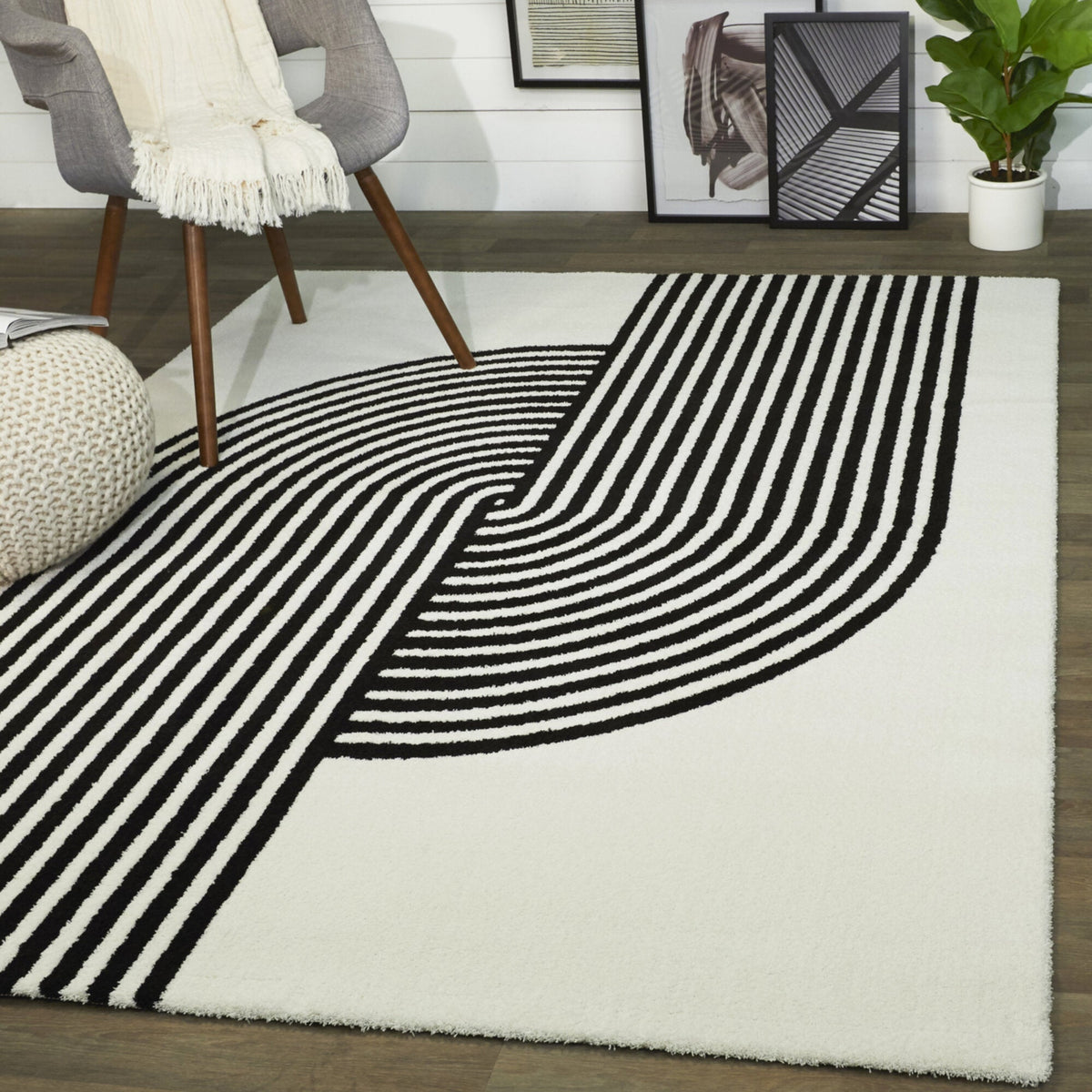 Anscombe - Art Deco Rug - Select Living Furniture - Rugs - Balta Rugs -  - 5' 3" x 7' -White 63278-360 - Anscombe - Art Deco Rug -