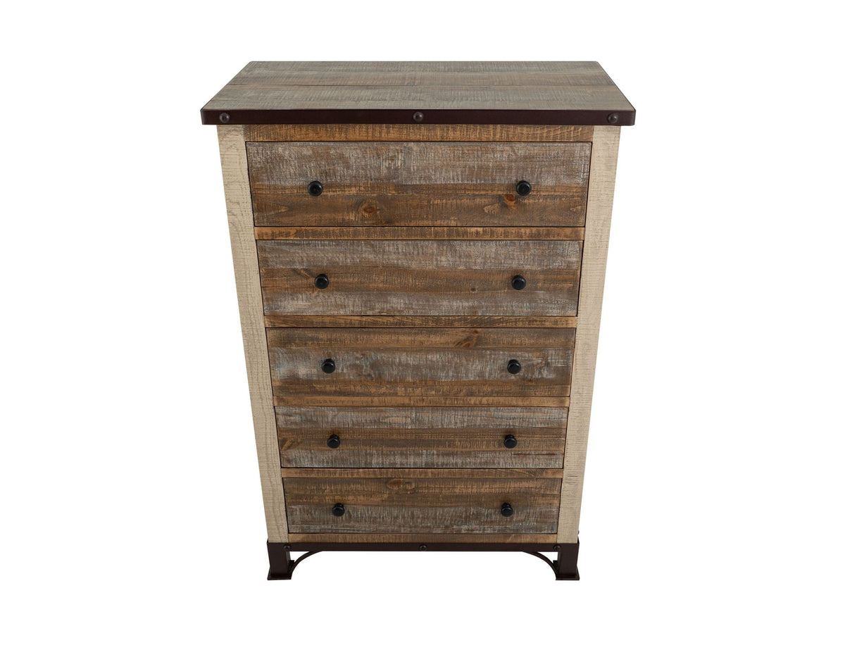 Antique - Drawer Chest - Select Living Furniture - Accent Chests - IFD Group - IFD966CHEST - Light Brown -5 Drawers - Antique - Drawer Chest -