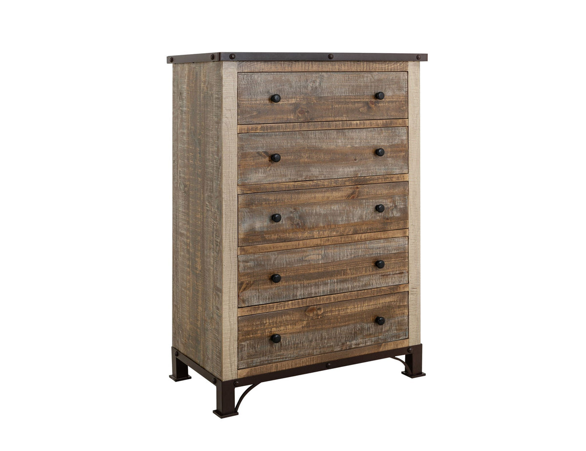 Antique - Drawer Chest - Select Living Furniture - Accent Chests - IFD Group - IFD966CHEST - Light Brown -5 Drawers - Antique - Drawer Chest -