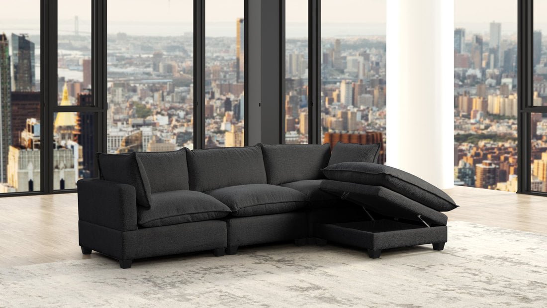 Apollo Modular Cloud Sectional - Select Living Furniture - Sectional - Happy Homes - APOLLO - 3 - 4 Piece - Black Bouclé - Apollo Modular Cloud Sectional - 