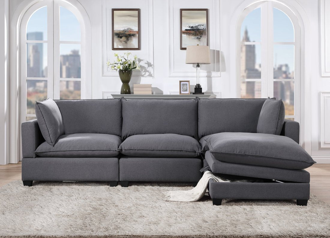 Apollo Modular Cloud Sectional - Select Living Furniture - Sectional - Happy Homes - APOLLO - 5 - 4 Piece - Charcoal Polyester - Apollo Modular Cloud Sectional - 