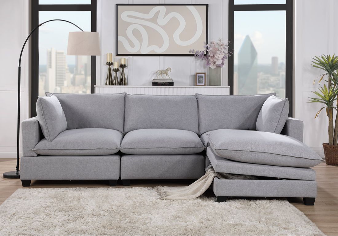 Apollo Modular Cloud Sectional - Select Living Furniture - Sectional - Happy Homes - APOLLO - 4 - 4 Piece - Gray Polyester - Apollo Modular Cloud Sectional - 