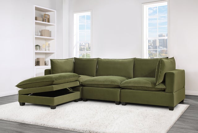 Apollo Modular Cloud Sectional - Select Living Furniture - Sectional - Happy Homes - APOLLO - 1 - 4 Piece - Olive Velvet - Apollo Modular Cloud Sectional - 