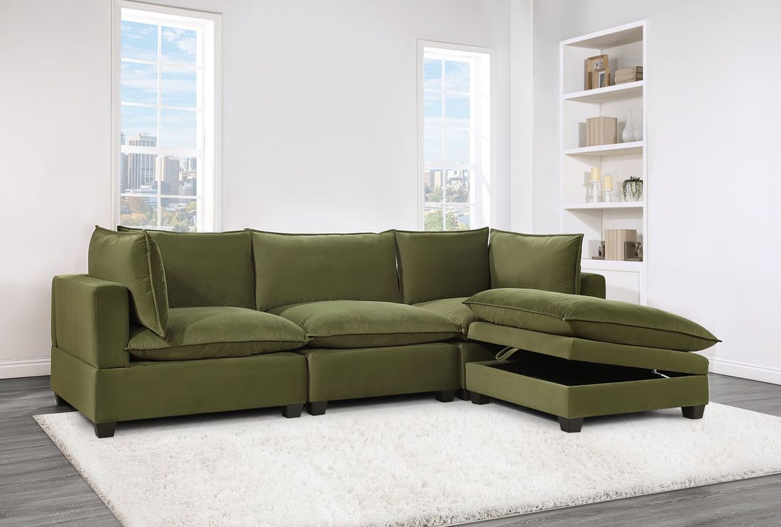 Apollo Modular Cloud Sectional - Select Living Furniture - Sectional - Happy Homes - APOLLO - 1 - 4 Piece - Olive Velvet - Apollo Modular Cloud Sectional - 