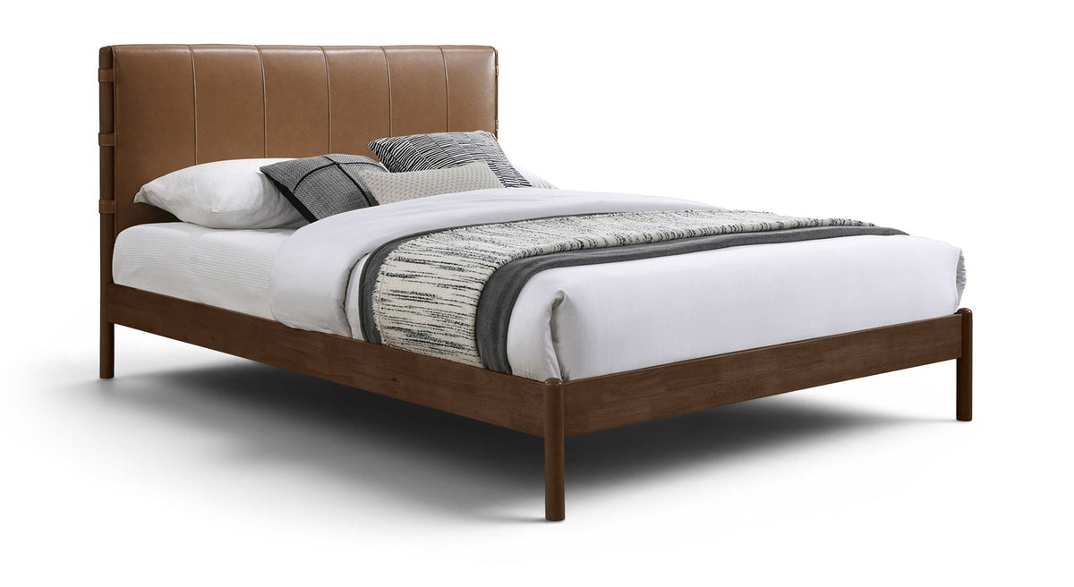 Arielle - Vegan Leather Upholstered Bed - Select Living Furniture - Upholstered Beds - Meridian Furniture - ArielleCognac-K - Dark Brown -King - Arielle - Vegan Leather Upholstered Bed -
