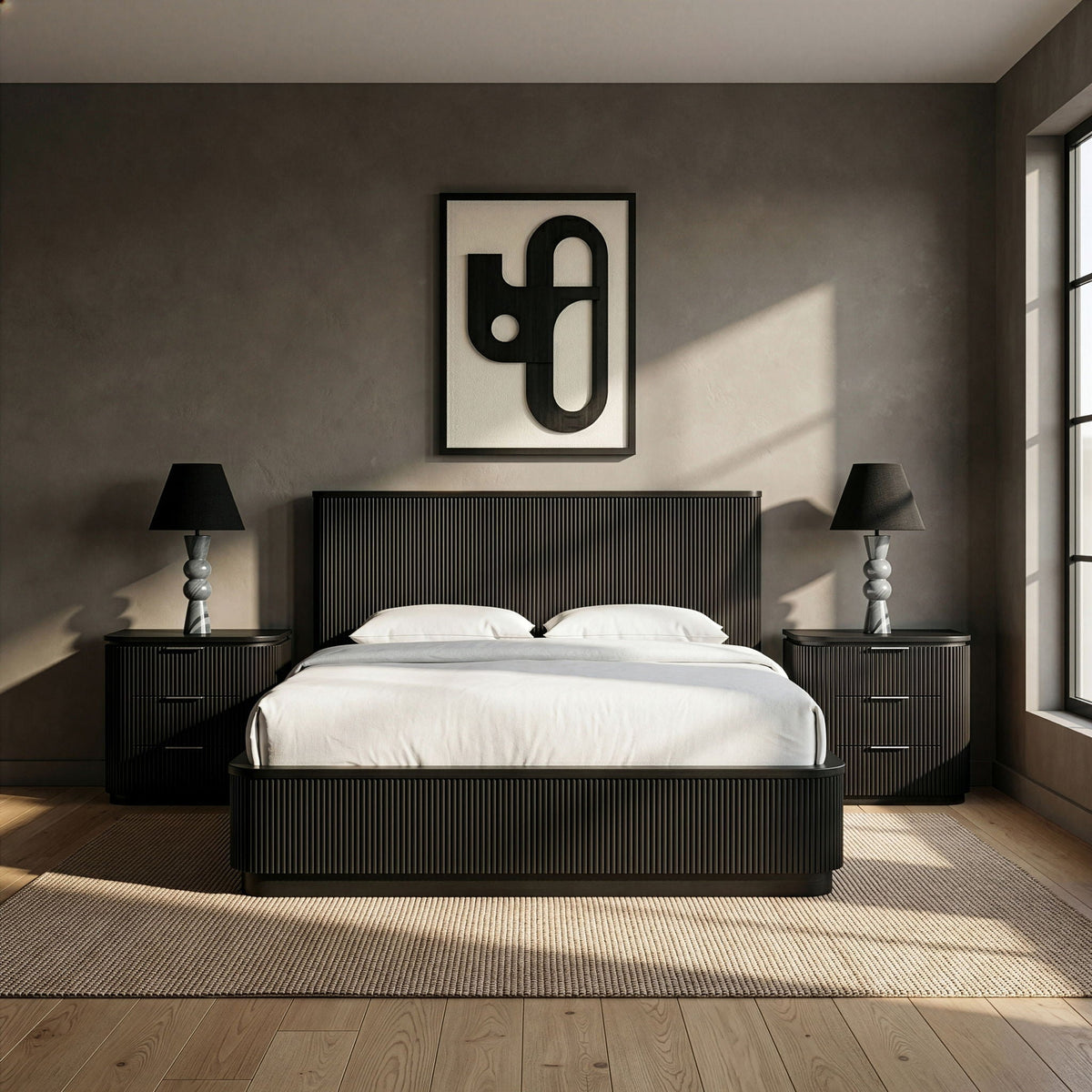 Astrid - Solid Wood And Oak Veneer Bed (3 Boxes) - Select Living Furniture - Platform Beds - Meridian Furniture - 818Black-Q - Black -Queen - Astrid - Solid Wood And Oak Veneer Bed (3 Boxes) -