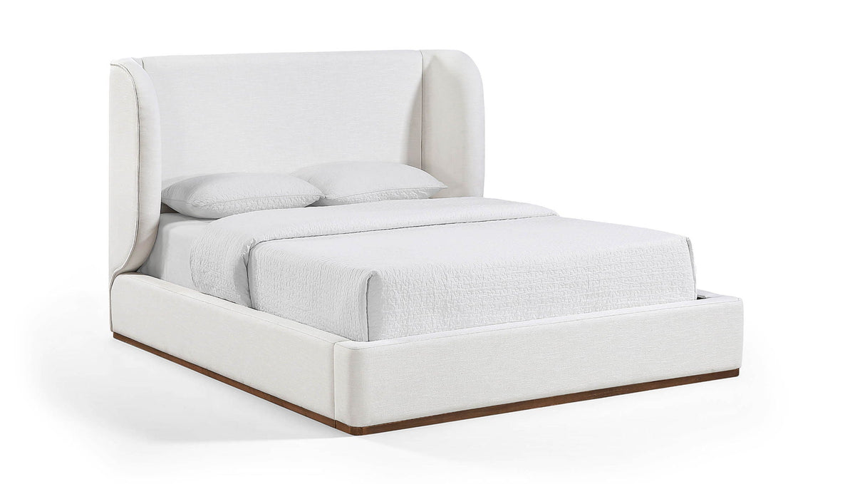 Aurin - Fabric Upholstered Bed - Select Living Furniture - Upholstered Beds - Meridian Furniture - B1285Cream-Q - White -Queen - Aurin - Fabric Upholstered Bed -