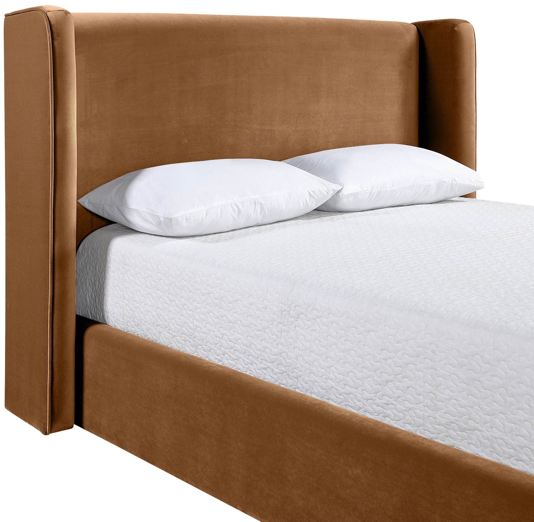 Kendall - Velvet Upholstered Bed - Saddle
