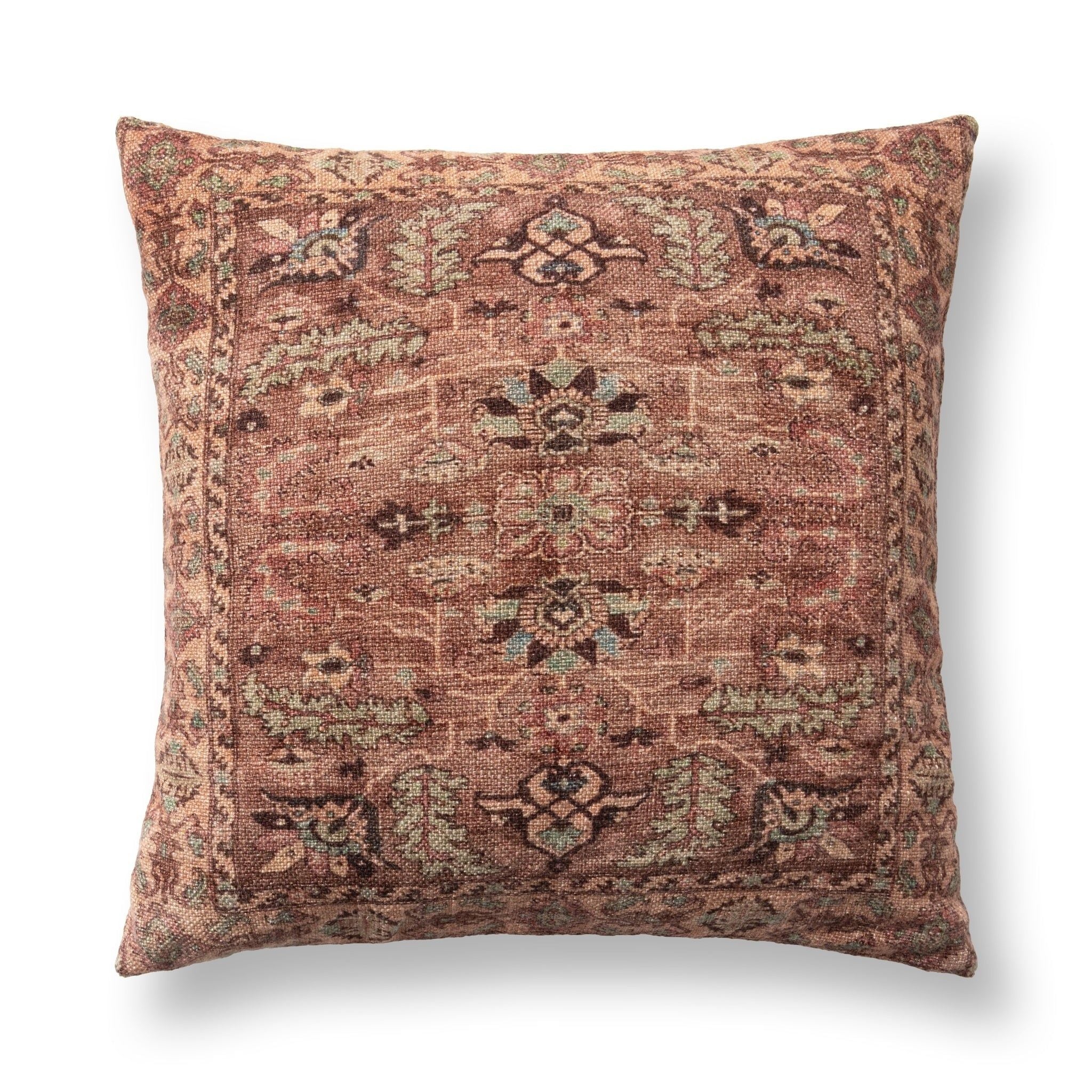 Transcendence - 22" x 22" Medley Pillow - Multi / Olive Green