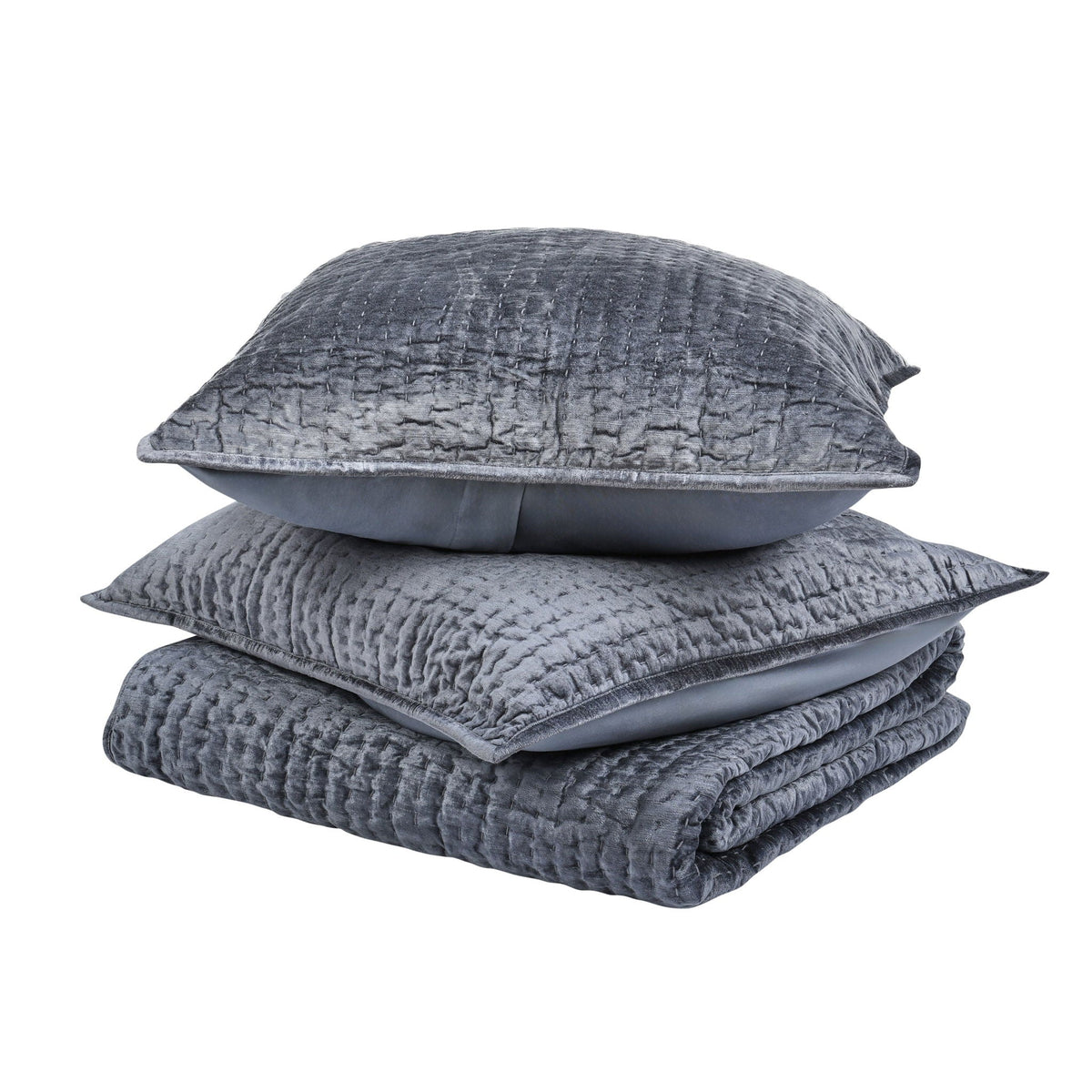Bari - Velvet Queen Quilt - Sea Fog - Select Living Furniture - Quilts & Shams - Villa - V250141 - Bari - Velvet Queen Quilt - Sea Fog -