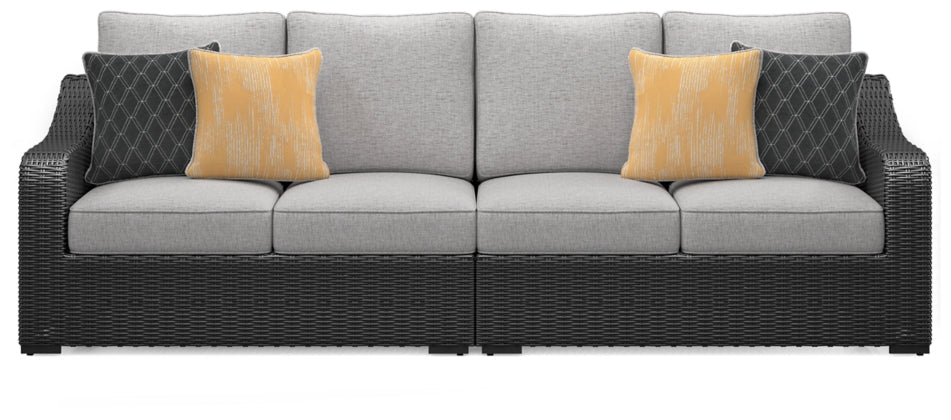 Beachcroft Black & Light Gray Modular Outdoor Sectional with Nuvella Performance Fabric - Select Living Furniture - Ashley Furniture -  - 5 Piece Sectional -Midnight Black - Beachcroft Black & Light Gray Modular Outdoor Sectional with Nuvella Performance Fabric -