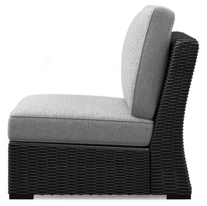 Beachcroft Black & Light Gray Modular Outdoor Sectional with Nuvella Performance Fabric - Select Living Furniture - Ashley Furniture -  - 5 Piece Sectional -Midnight Black - Beachcroft Black & Light Gray Modular Outdoor Sectional with Nuvella Performance Fabric -