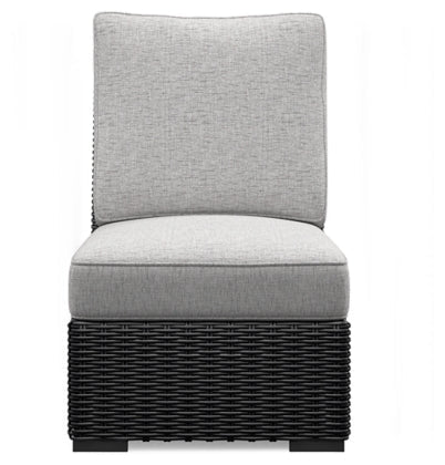 Beachcroft Black & Light Gray Modular Outdoor Sectional with Nuvella Performance Fabric - Select Living Furniture - Ashley Furniture -  - 5 Piece Sectional -Midnight Black - Beachcroft Black & Light Gray Modular Outdoor Sectional with Nuvella Performance Fabric -