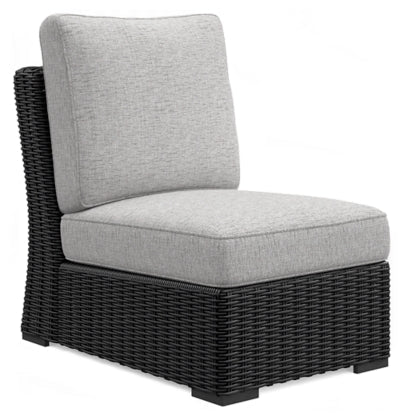 Beachcroft Black & Light Gray Modular Outdoor Sectional with Nuvella Performance Fabric - Select Living Furniture - Ashley Furniture -  - 5 Piece Sectional -Midnight Black - Beachcroft Black & Light Gray Modular Outdoor Sectional with Nuvella Performance Fabric -