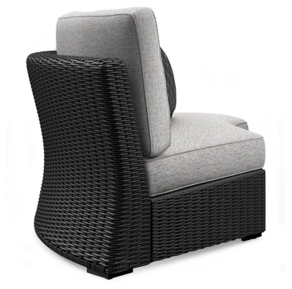 Beachcroft Black & Light Gray Modular Outdoor Sectional with Nuvella Performance Fabric - Select Living Furniture - Ashley Furniture -  - 5 Piece Sectional -Midnight Black - Beachcroft Black & Light Gray Modular Outdoor Sectional with Nuvella Performance Fabric -