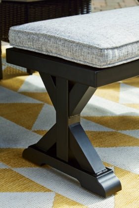 Beachcroft Black & Light Gray Outdoor Bench with Nuvella Performance Fabric - Select Living Furniture - Select Living Furniture -  - Midnight Black - Beachcroft Black & Light Gray Outdoor Bench with Nuvella Performance Fabric -