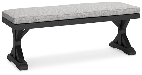 Beachcroft Black & Light Gray Outdoor Bench with Nuvella Performance Fabric - Select Living Furniture - Select Living Furniture -  - Midnight Black - Beachcroft Black & Light Gray Outdoor Bench with Nuvella Performance Fabric -
