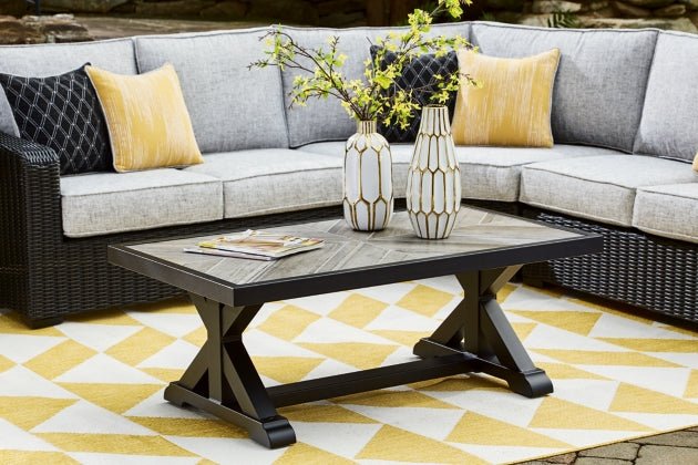 Beachcroft Black & Light Gray Outdoor Rectangular Cocktail Table - Select Living Furniture - Select Living Furniture -  - Midnight Black - Beachcroft Black & Light Gray Outdoor Rectangular Cocktail Table -