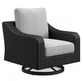 Beachcroft Black & Light Gray Outdoor Swivel Lounge Chair with Nuvella Performance Fabric - Select Living Furniture - Select Living Furniture -  - Midnight Black - Beachcroft Black & Light Gray Outdoor Swivel Lounge Chair with Nuvella Performance Fabric -