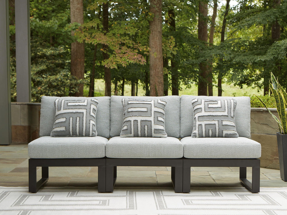 Beachloft - 3-Piece Outdoor Sectional - Black / Gray - Select Living Furniture - Stationary Sectionals - Signature Design by Ashley® - P490P6 - Beachloft - 3-Piece Outdoor Sectional - Black / Gray -