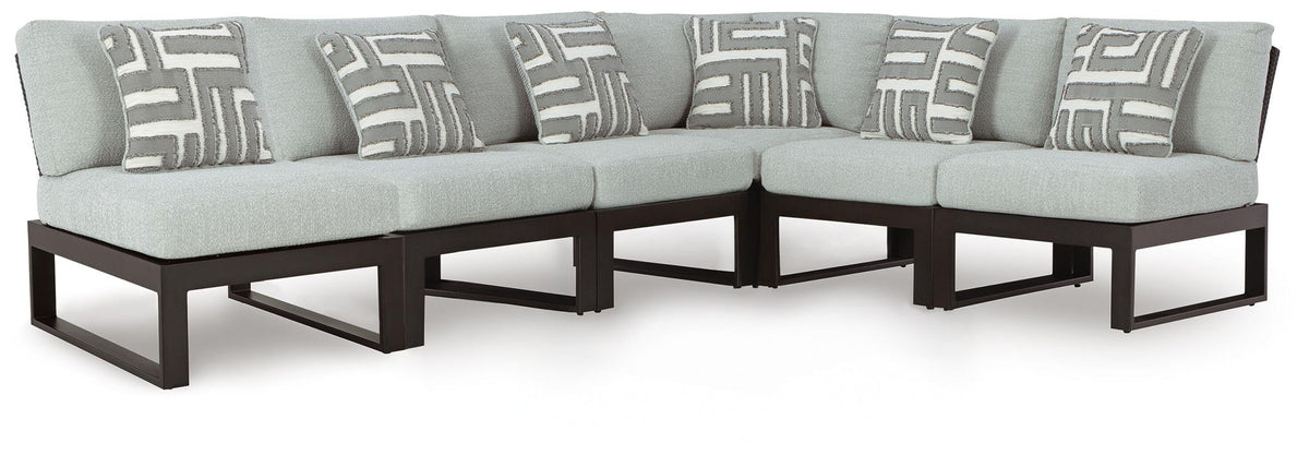 Beachloft - 6-Piece Outdoor Sectional - Black / Gray - Select Living Furniture - Stationary Sectionals - Signature Design by Ashley® - P490P1 - Beachloft - 6-Piece Outdoor Sectional - Black / Gray -