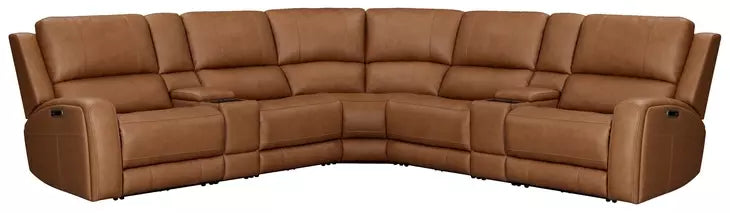 Belmont Lyric Caramel Leather Modular Zero Gravity Power Reclining Sectional