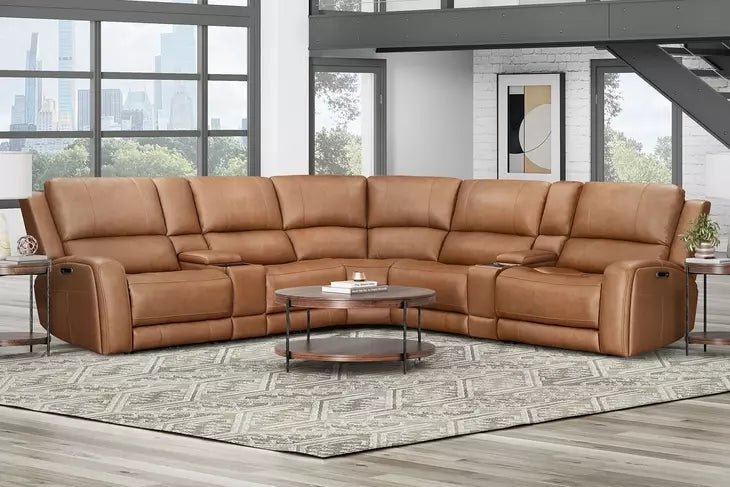 Belmont Lyric Leather Modular Zero Gravity Power Reclining Sectional - Select Living Furniture - Sectional Couches - Parker Living - PAL-MBEL-KIT-6A-P3Z-LYCM - Caramel -6 Piece Sectional - Belmont Lyric Caramel Leather Modular Zero Gravity Power Reclining Sectional -