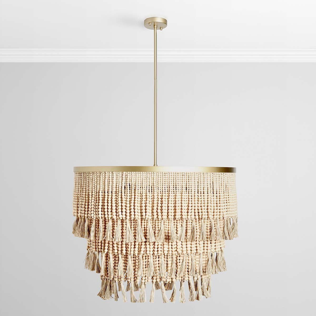 Brittany - Beaded Round Chandelier - Natural - Select Living Furniture - Chandeliers - Classic Home - 56004229 - Brittany - Beaded Round Chandelier - Natural -