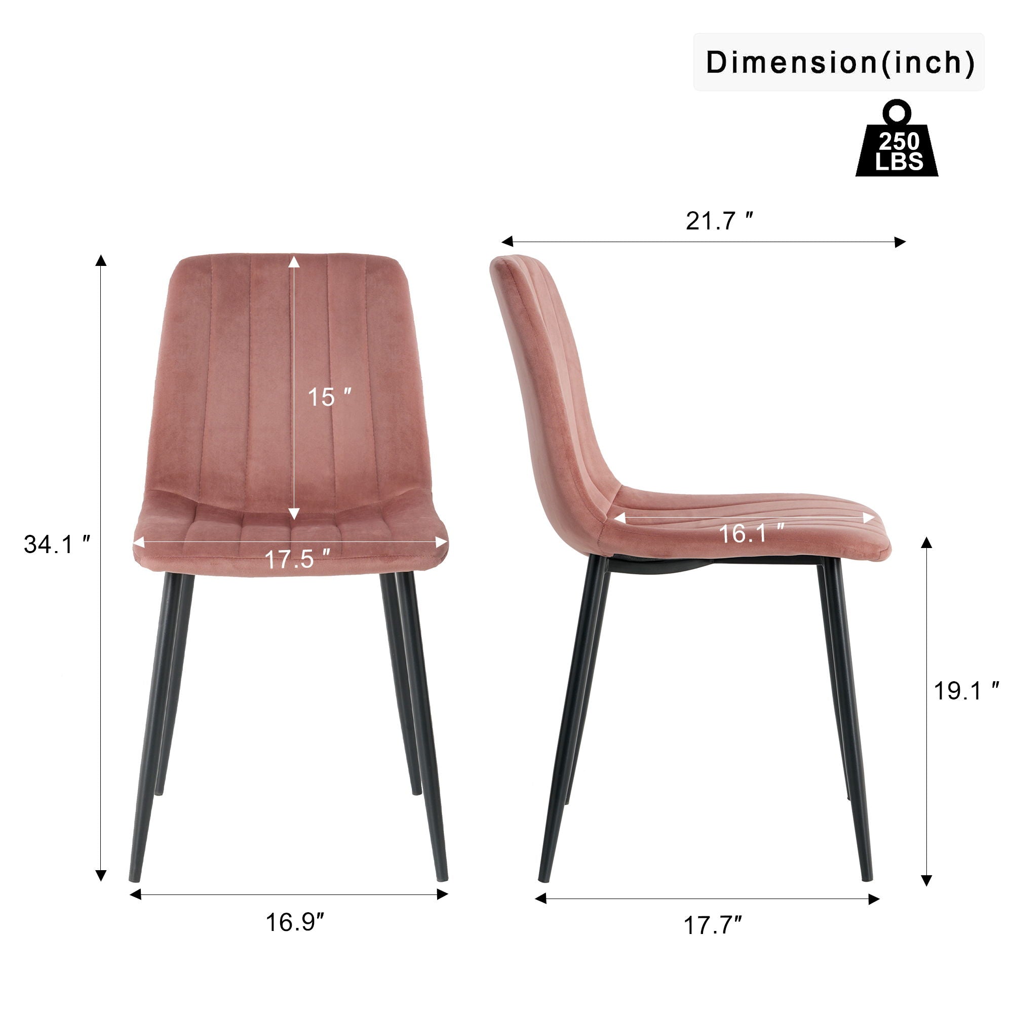 Dining Chair, Modern Kitchen Dining Chair With Cushion Back, Upholstered Side Chair With Coated Metal Legs, Family Kitchen Dining Room And Living Room