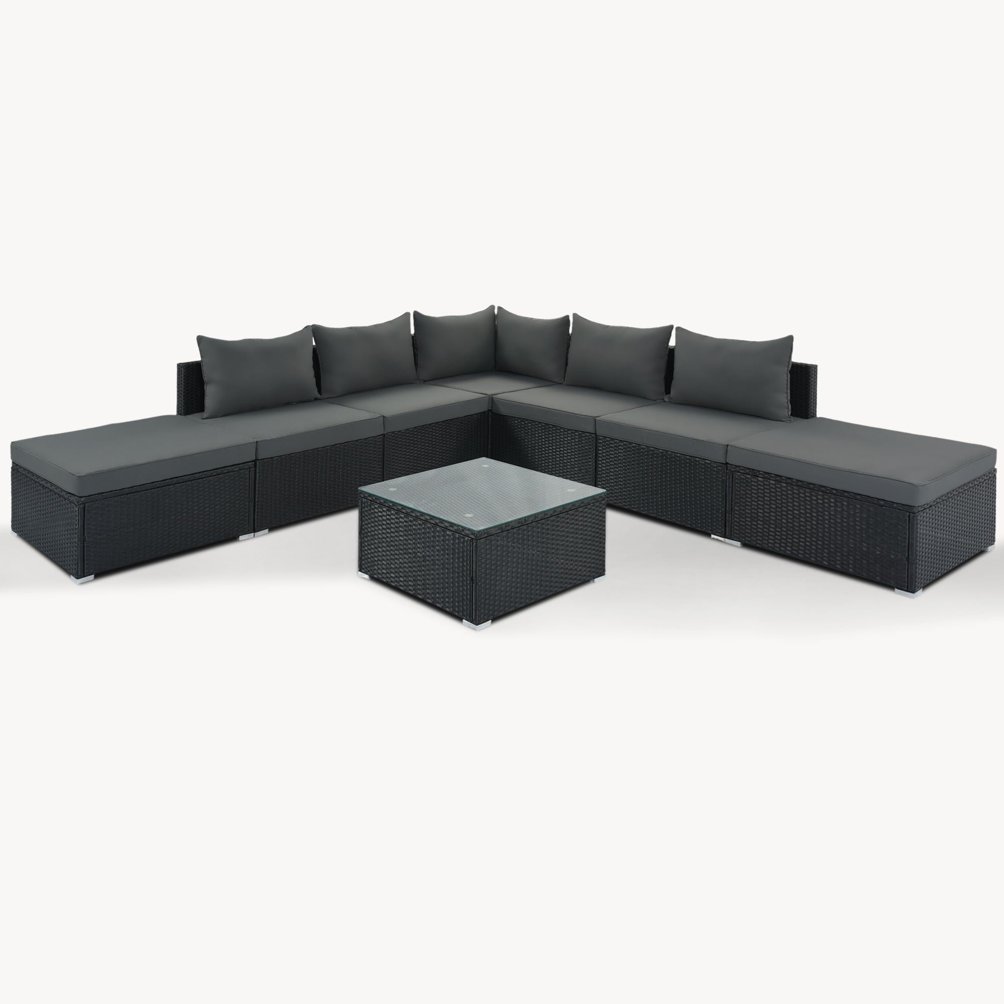 8 Pieces Outdoor Patio Furniture Conversation Wicker Sofa Set