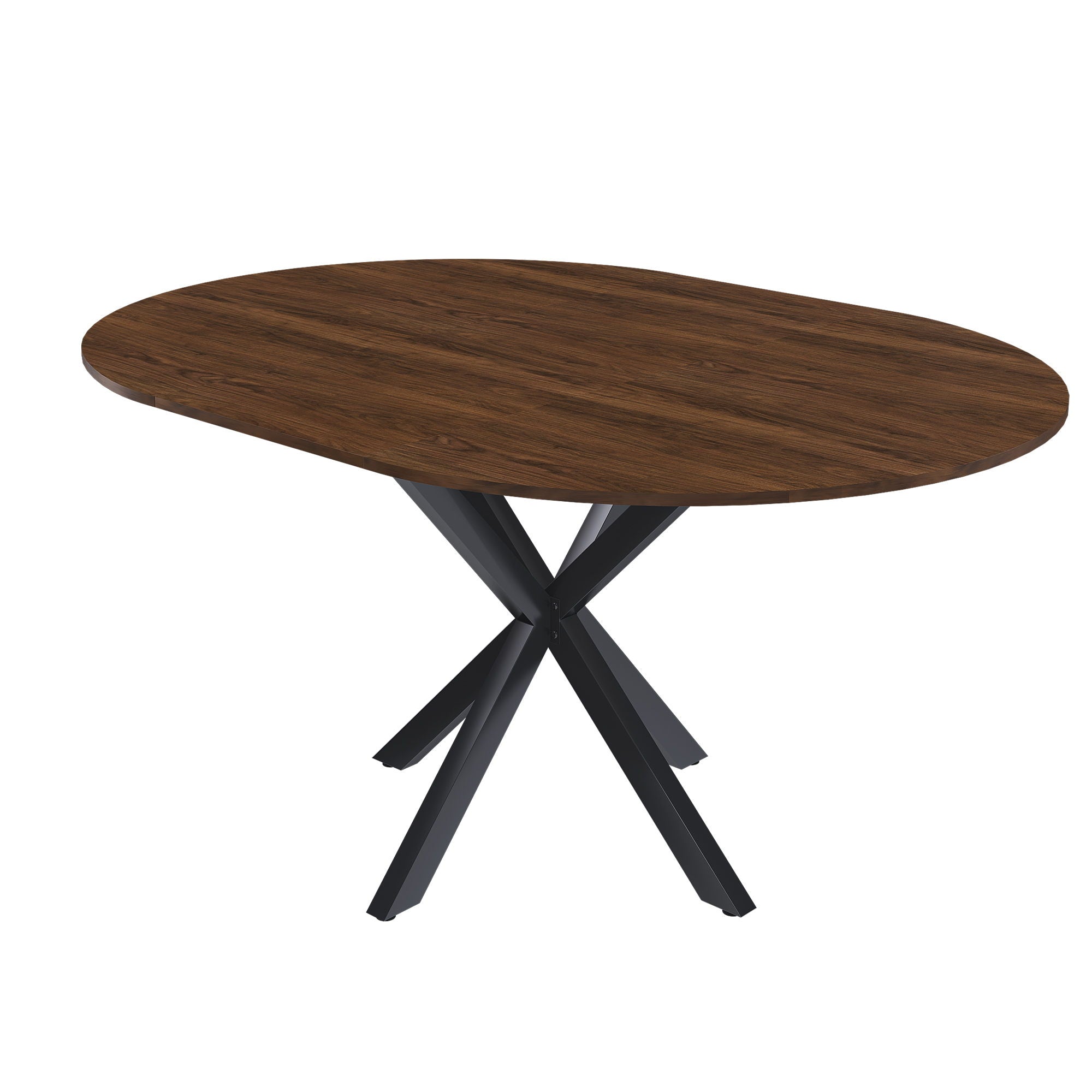 Retractable Dining Table, Round Extendable 6 Person Table - Walnut