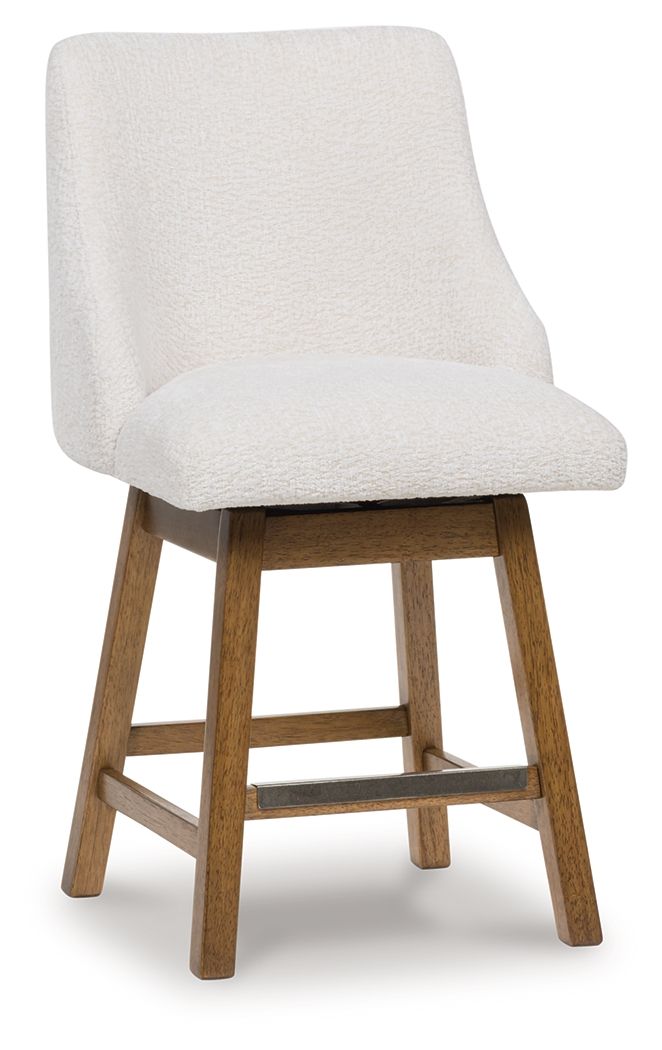 Cabalynn - Upholstered Swivel Barstool (Set of 2) - Oatmeal / Light Brown - Select Living Furniture - Stool Sets - Signature Design by Ashley® - D974-324 - Cabalynn - Upholstered Swivel Barstool (Set of 2) - Oatmeal / Light Brown -