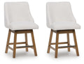 Cabalynn - Upholstered Swivel Barstool (Set of 2) - Oatmeal / Light Brown - Select Living Furniture - Stool Sets - Signature Design by Ashley® - D974-324 - Cabalynn - Upholstered Swivel Barstool (Set of 2) - Oatmeal / Light Brown -
