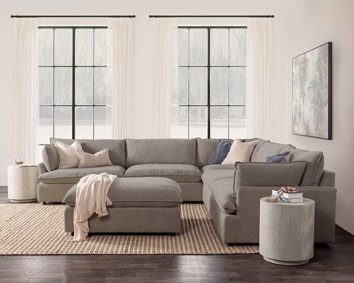 Caplan - 6 Piece Modular Sectional With Ottoman - Select Living Furniture - 2 Piece Living Room Sets - Classic Home - 5308SC622203 - Winter Wheat - Caplan - 6 Piece Modular Sectional With Ottoman -