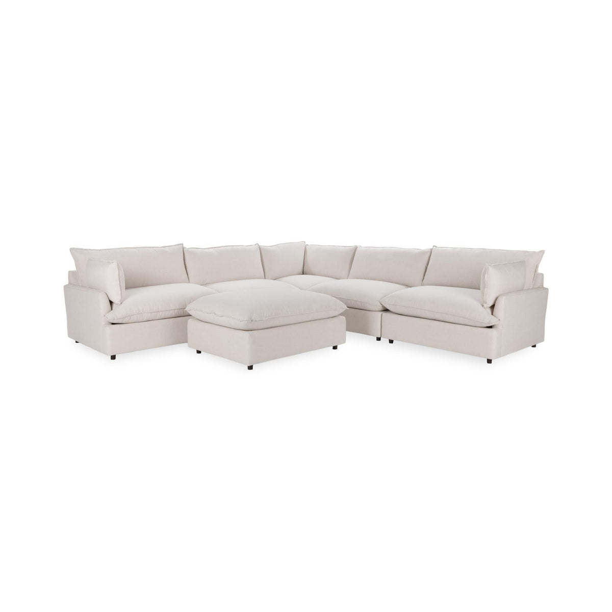 Caplan - 6 Piece Modular Sectional With Ottoman - Select Living Furniture - 2 Piece Living Room Sets - Classic Home - 5308SC6DFL - Dawn White - Caplan - 6 Piece Modular Sectional With Ottoman -