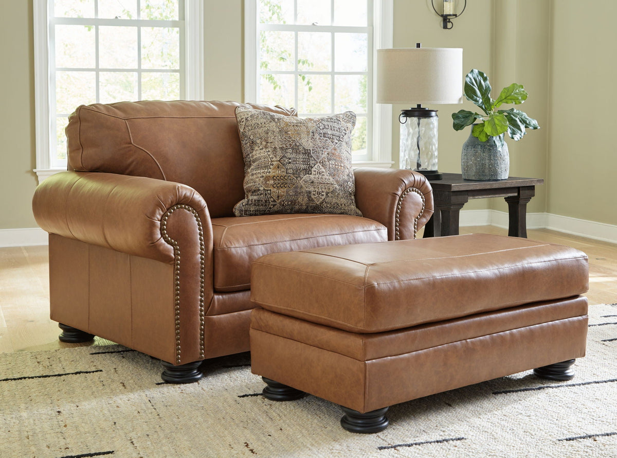 Carianna - Living Room Set - Select Living Furniture - Stationary Chair & Ottoman - Signature Design by Ashley® - 57604/23/14 - Light Brown -2 Pc. Chair And A Half, Ottoman - Carianna - Living Room Set -