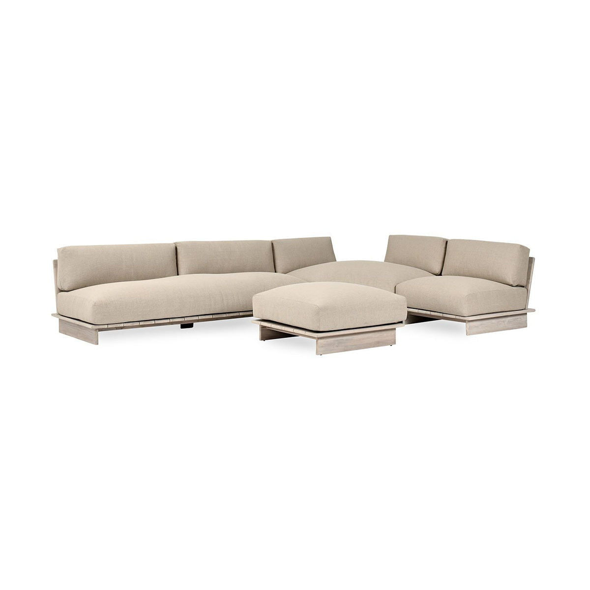 Livia - Teak 3 Piece Outdoor Sectional - Taupe