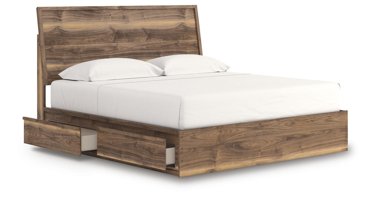 Chirason - Panel Bed With Storage - Select Living Furniture - Storage Beds - Signature Design by Ashley® - PCB3367B28 - Dark Brown -Full - Chirason - Panel Bed With Storage -
