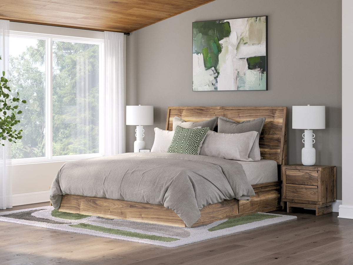 Chirason - Panel Bed With Storage - Select Living Furniture - Storage Beds - Signature Design by Ashley® - PCB3367B28 - Dark Brown -Full - Chirason - Panel Bed With Storage -