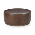 Clair - Leather Round Table - Select Living Furniture - Coffee Tables - Classic Home - 51011967 - Dark Brown -Coffee Tables - Clair - Leather Round Table -
