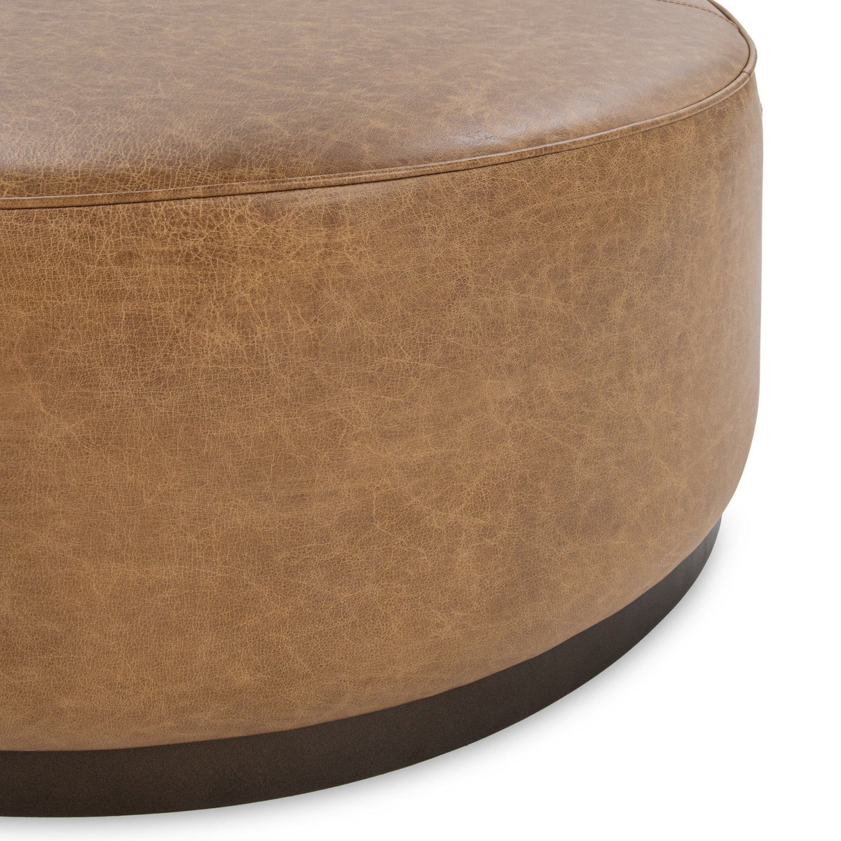 Clair - Leather Round Table - Select Living Furniture - Coffee Tables - Classic Home - 51012113 - Light Brown -End Tables - Clair - Leather Round Table -