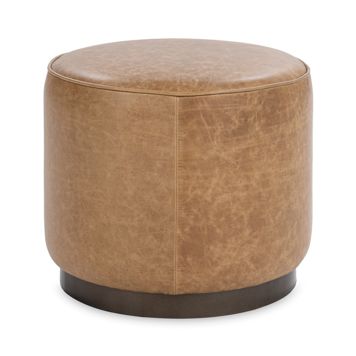 Clair - Leather Round Table - Select Living Furniture - Coffee Tables - Classic Home - 51012113 - Light Brown -End Tables - Clair - Leather Round Table -