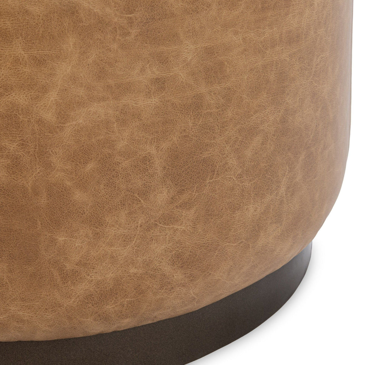 Clair - Leather Round Table - Select Living Furniture - Coffee Tables - Classic Home - 51012113 - Light Brown -End Tables - Clair - Leather Round Table -